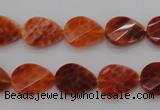 CAG4282 10*14mm faceted & twisted teardrop natural fire agate beads