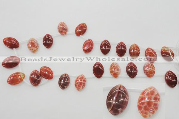 CAG4295 Top-drilled 12*18mm marquise natural fire agate beads