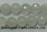 CAG4350 15.5 inches 8mm faceted round white agate beads wholesale