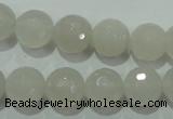 CAG4351 15.5 inches 10mm faceted round white agate beads wholesale