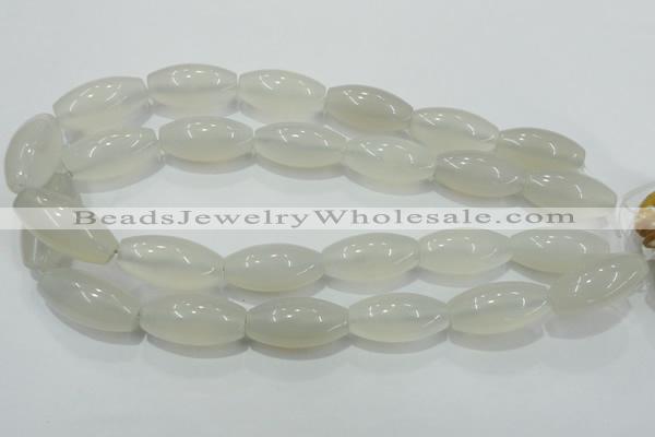 CAG4355 15.5 inches 15*30mm rice white agate beads wholesale