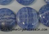 CAG4383 15.5 inches 25mm flat round dyed blue lace agate beads