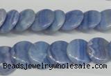CAG4392 15.5 inches 14mm flat round dyed blue lace agate beads