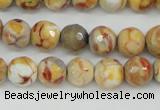 CAG4482 15.5 inches 6mm faceted round fire crackle agate beads