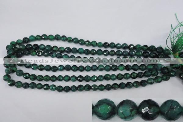 CAG4499 15.5 inches 8mm faceted round fire crackle agate beads