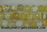 CAG4502 15.5 inches 8mm faceted round fire crackle agate beads