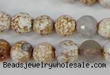 CAG4521 15.5 inches 10mm faceted round fire crackle agate beads