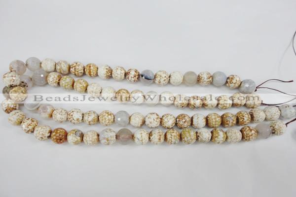 CAG4521 15.5 inches 10mm faceted round fire crackle agate beads