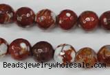 CAG4528 15.5 inches 10mm faceted round fire crackle agate beads