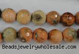 CAG4529 15.5 inches 10mm faceted round fire crackle agate beads