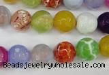 CAG4530 15.5 inches 10mm faceted round fire crackle agate beads