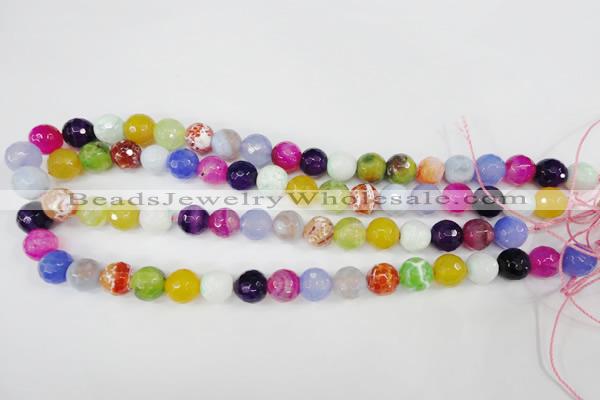 CAG4530 15.5 inches 10mm faceted round fire crackle agate beads