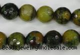 CAG4542 15.5 inches 12mm faceted round fire crackle agate beads