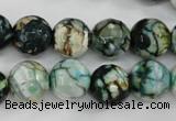 CAG4545 15.5 inches 12mm faceted round fire crackle agate beads