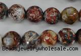 CAG4548 15.5 inches 12mm faceted round fire crackle agate beads