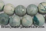 CAG4556 15.5 inches 14mm faceted round fire crackle agate beads