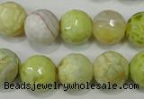 CAG4559 15.5 inches 14mm faceted round fire crackle agate beads