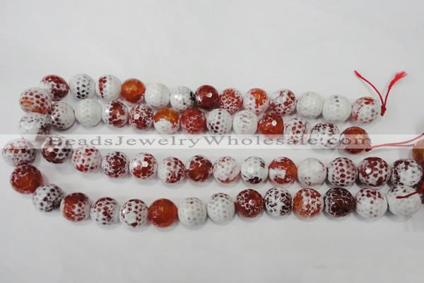 CAG4560 15.5 inches 14mm faceted round fire crackle agate beads