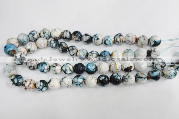 CAG4561 15.5 inches 14mm faceted round fire crackle agate beads