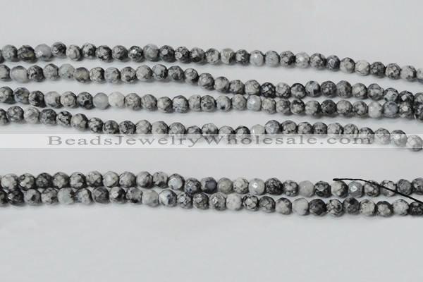 CAG4601 15.5 inches 4mm faceted round fire crackle agate beads