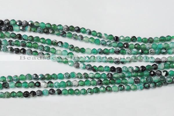 CAG4606 15.5 inches 4mm faceted round fire crackle agate beads