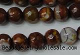 CAG4617 15.5 inches 6mm faceted round fire crackle agate beads