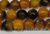 CAG4630 15.5 inches 6mm faceted round fire crackle agate beads