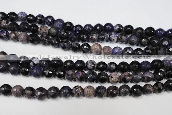 CAG4647 15.5 inches 8mm faceted round fire crackle agate beads