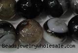 CAG4662 15.5 inches 10mm faceted round fire crackle agate beads