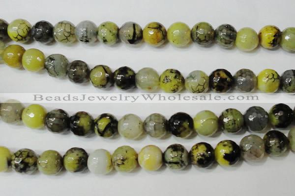 CAG4663 15.5 inches 10mm faceted round fire crackle agate beads