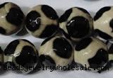 CAG4684 15.5 inches 16mm faceted round tibetan agate beads wholesale