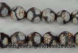 CAG4706 15 inches 10mm faceted round tibetan agate beads wholesale