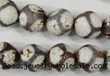 CAG4710 15 inches 14mm faceted round tibetan agate beads wholesale