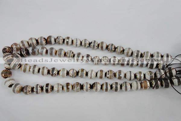 CAG4724 15 inches 10mm faceted round tibetan agate beads wholesale