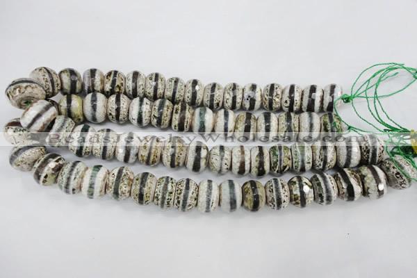 CAG4728 15 inches 12*16mm faceted rondelle tibetan agate beads wholesale