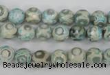 CAG4730 15 inches 8mm faceted round tibetan agate beads wholesale