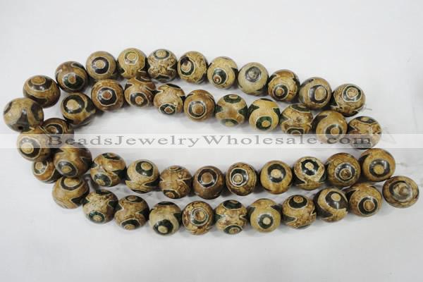 CAG4750 15 inches 16mm round tibetan agate beads wholesale