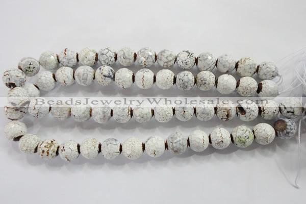 CAG4788 15.5 inches 14mm faceted round fire crackle agate beads