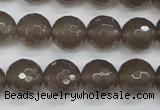 CAG4828 15 inches 12mm faceted round grey agate beads wholesale