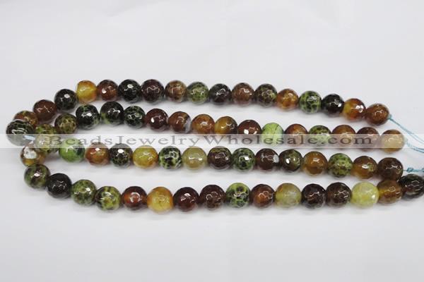 CAG4844 15 inches 12mm faceted round dragon veins agate beads