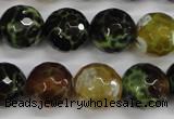 CAG4845 15 inches 14mm faceted round dragon veins agate beads