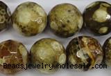 CAG4867 15 inches 18mm faceted round dragon veins agate beads