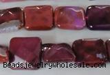 CAG4874 15 inches 14*14mm faceted square fire crackle agate beads