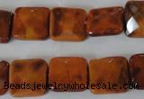 CAG4877 15 inches 14*14mm faceted square fire crackle agate beads