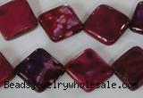 CAG4883 15 inches 14*14mm faceted diamond fire crackle agate beads