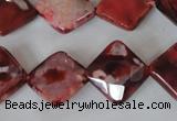 CAG4886 15 inches 14*14mm faceted diamond fire crackle agate beads