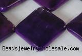 CAG4888 15 inches 25*25mm faceted diamond fire crackle agate beads