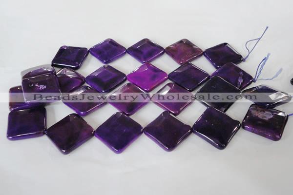 CAG4888 15 inches 25*25mm faceted diamond fire crackle agate beads