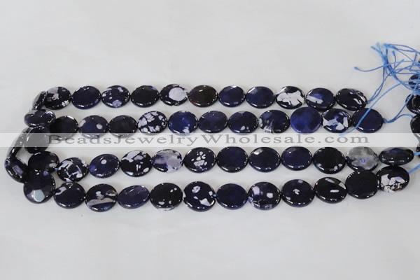 CAG4892 15 inches 15mm faceted coin fire crackle agate beads