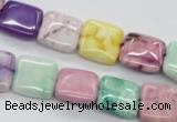 CAG4910 15.5 inches 12*12mm square dyed white agate beads